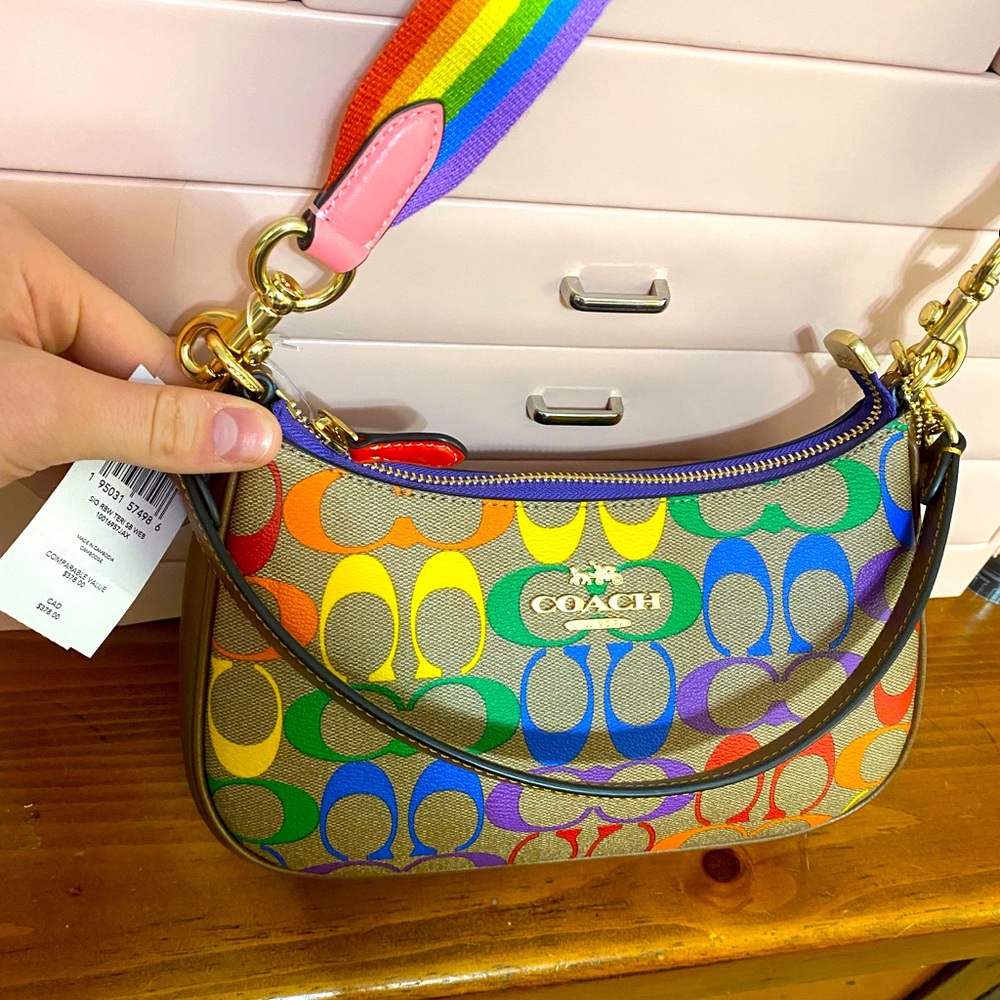 Coach crossbody bag purse with wallet and two different straps rainbow pride